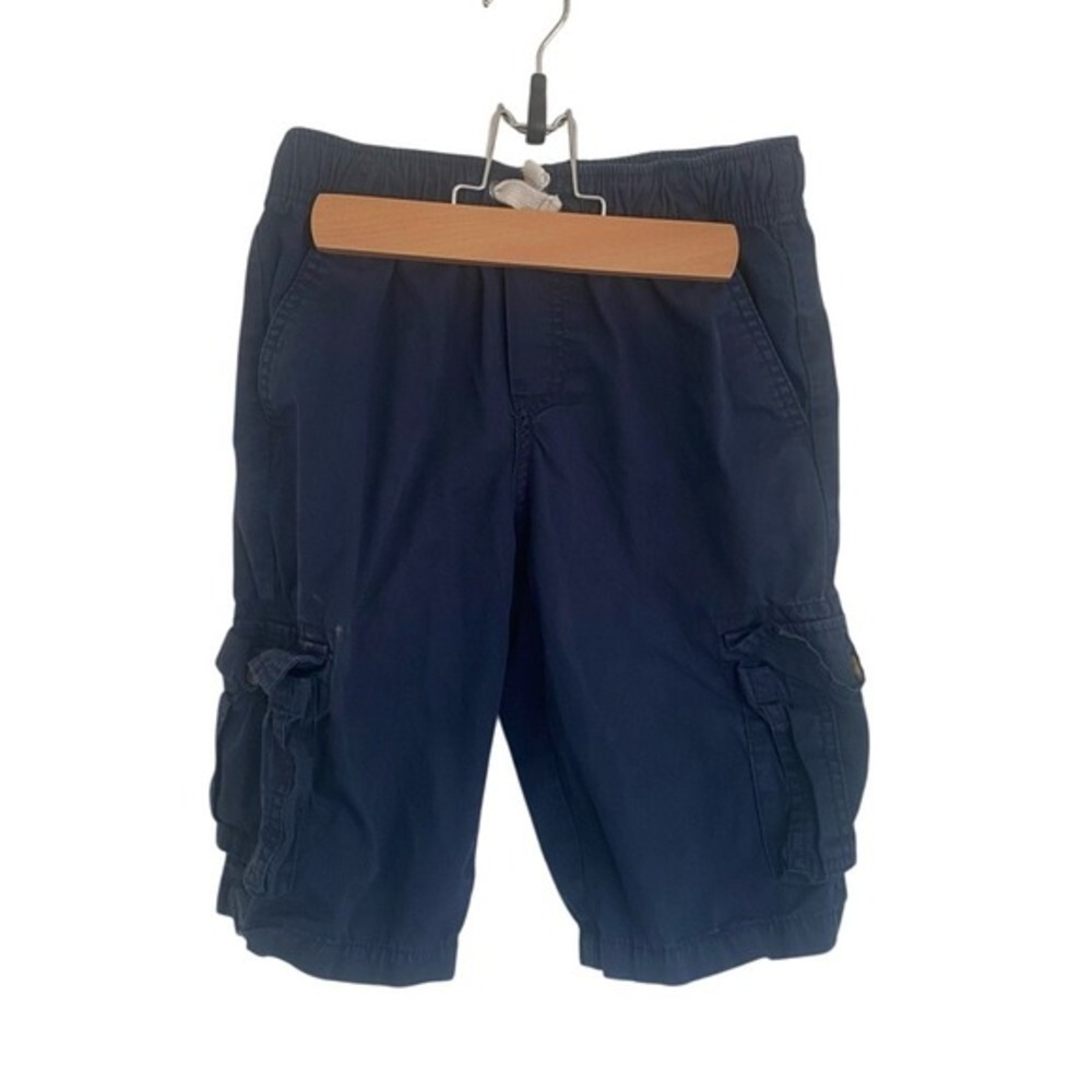 CAT & JACK BOYS NAVY BLUE‎ CARGO SHORTS 8-10 MEDIUM 6 POCKETS ELASTIC WAIST BAND